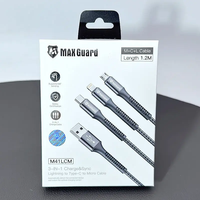 Maxguard 3 in 1 charging cable (1.2M M+C+L cable M41LCM )